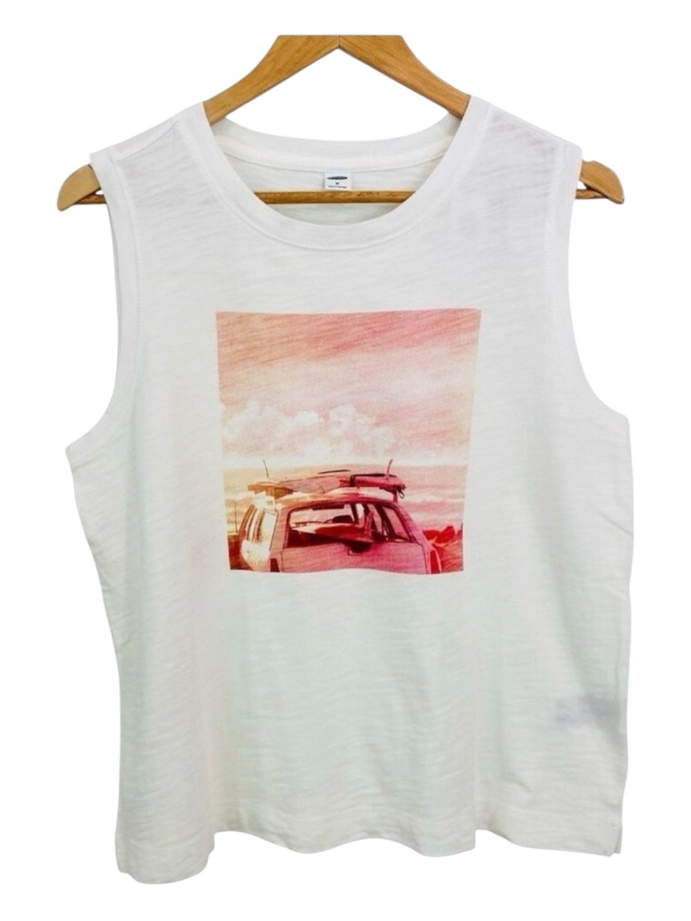 Boxy muscle t-shirt NWT 100% cotton Retro pink car sleeveless size medium